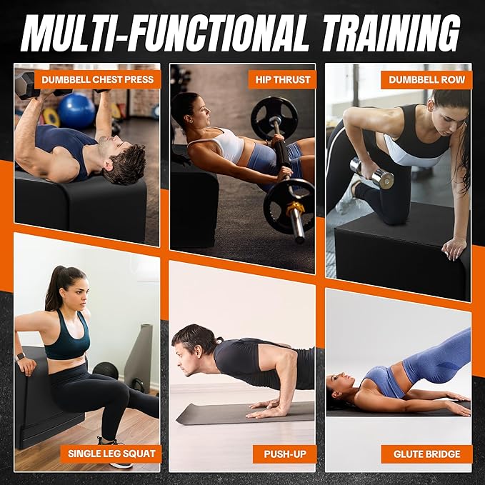 ROYALAY Adjustable Hip Thrust Bench, PU Glute Bench, Core Workout Equipment with Non-Slip Bottom, Hip Thrust Pad for Gym Home and Outside