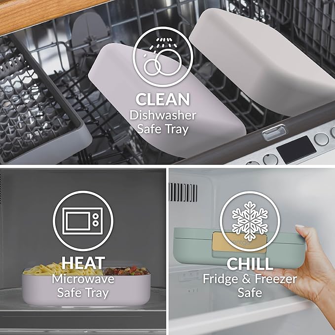 Bentgo Modern - Adult & Teen Bento Lunch Box; 3-4 Compartments, Leak-Resistant, 5.5 Cup Capacity/44 fl oz, Improved Locking Clips, Reusable, BPA-Free, Dishwasher/Microwave Safe Tray (Navy)