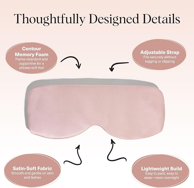 Kitsch Contour Pillow Eye Mask – Softer Than Silk Eye Mask for Sleeping, Blindfold Sleep Masks for Women & Men, No Eye Pressure, Lightweight, Eye Care, Travel Essentials - Blush