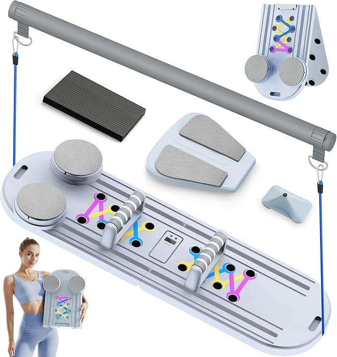 Pilates Board Pilates Reformer Set, Multifunctional Pilates Board for Home Workout, Foldable Abs Core Trainer Board,Pilates Board for Women, Men & Beginners for Full-Body Workouts