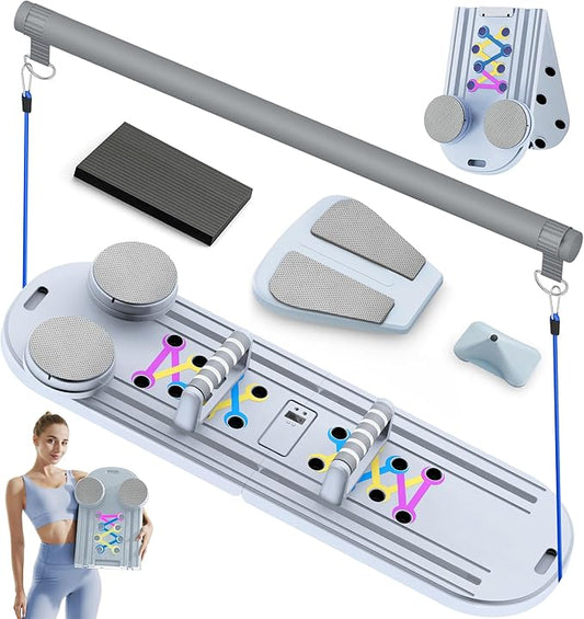 Pilates Board Pilates Reformer Set, Multifunctional Pilates Board for Home Workout, Foldable Abs Core Trainer Board,Pilates Board for Women, Men & Beginners for Full-Body Workouts
