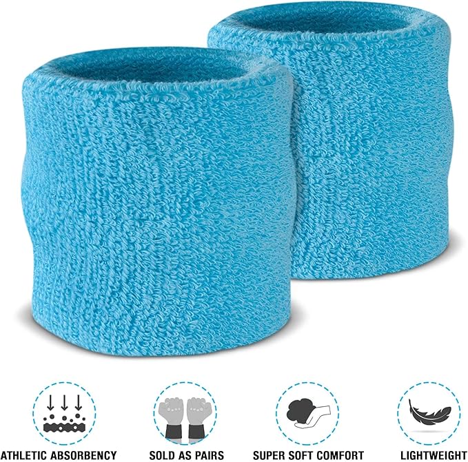 Suddora Sweatbands Set, Moisture Wicking 2 Wristbands and 1 Headband, Breathable Terry Cloth Athletic Bands for Basketball, Tennis, Yoga, Gym, Sweat Bands for Costumes and Cosplay