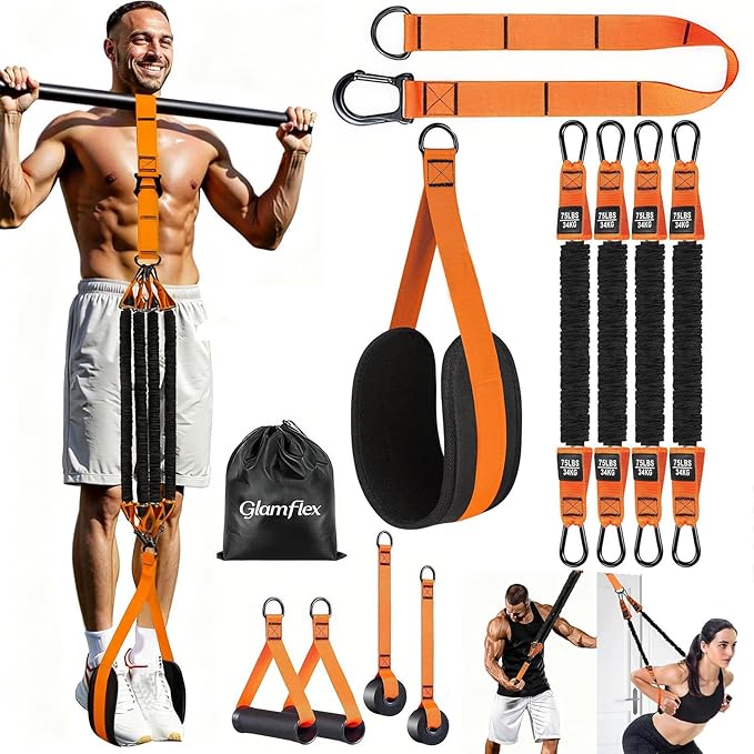 Adjustable Heavy Duty Pull Up Assistance Bands with Fabric Feet and Knee Rest - Pull Up Resistance Bands for Men, Women, and Seniors - Perfect for Dip and Resistance Strength Training Glamflex