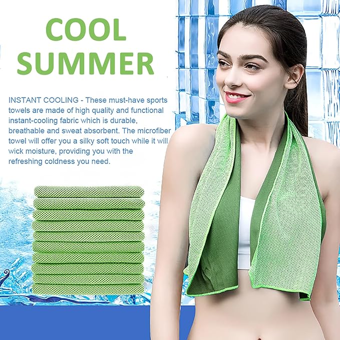 Peicees 20 Pack Microfiber Neck Cooling Towels Sports Sweat Towels Sweat Headband for Travel Beach Swimming Camping Climbing Gym Yoga Workout Backpacking
