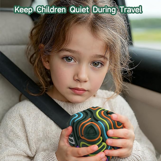 Accevo 3D Sensory Activity Board, Silicone Fidget Cube Toy for Stress Relief, Calming, Focus, ADHD and Autism, 5 Colors Sensory Toys Game Controller for Kids 3+ & Adults with 15 Strings