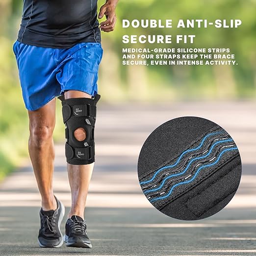 Hinged Knee Brace for Meniscus Tear: Adjustable Support for Knee Pain w/Built-in Side Stabilizers & Removable Metal Hinges for ACL MCL Injury or Surgery Recovery - Men and Women