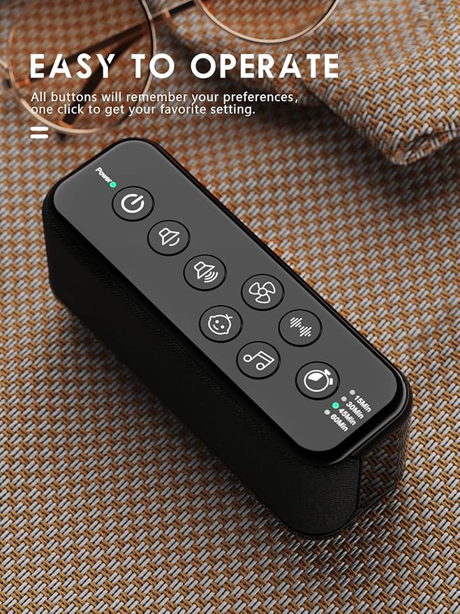 Portable White Noise Machine for Adults & Kids, 42 Soothing Sounds, Rechargeable Travel Sound Machine with Rain & Ocean Sounds, Auto-Off Timer & 8-Level Volume Control β Ideal for Sleep & Focus