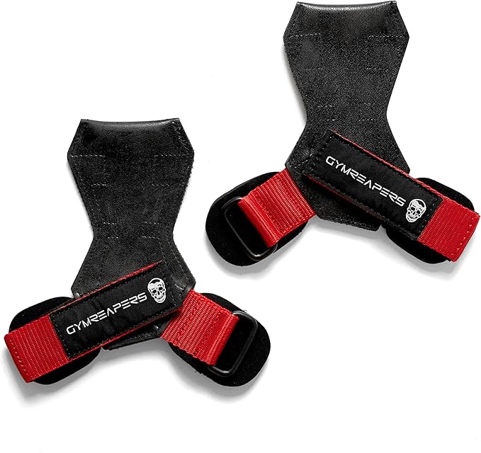 Gymreapers Weight Lifting Grips (Pair) for Heavy Powerlifting, Deadlifts, Rows, Pull Ups, with Neoprene Padded Wrist Wraps Support and Strong Rubber Gloves or Straps for Bodybuilding
