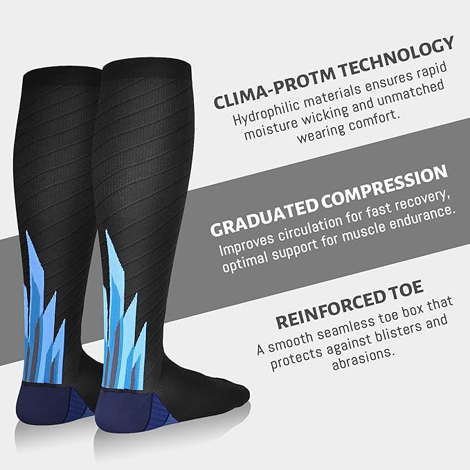 NEWZILL Medical Compression Socks for Women & Men Circulation 20-30 mmHg, Best Support for Running Athletic Cycling Nursing Travel Work and Fitness