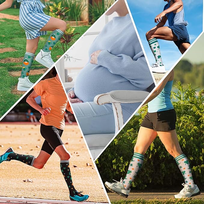 fenglaoda Compression Socks for Women Men Support Circulation 6 Pairs Socks For Nurse, Travel, Flight