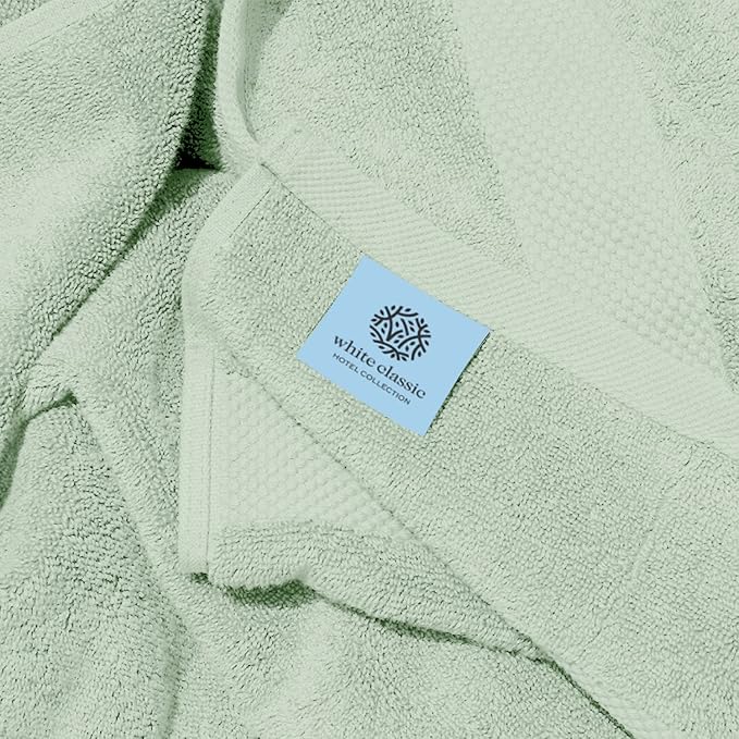 White Classic Luxury Bath Sheet Towels Extra Large | Highly Absorbent Hotel spa Collection Bathroom Towel | 35x70 Inch | 2 Pack (Green)