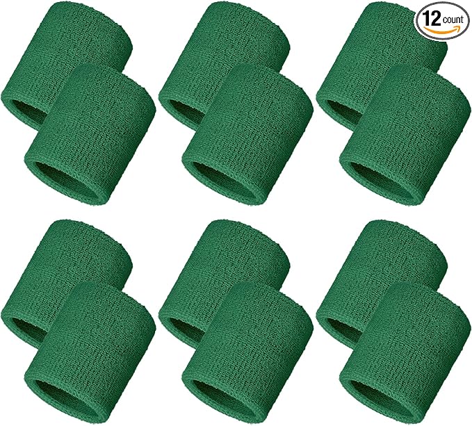 12 Pack Sweatbands Sports Wristband Cotton Sweat Band for Men and Women, Good for Tennis, Basketball, Running, Gym, Working Out