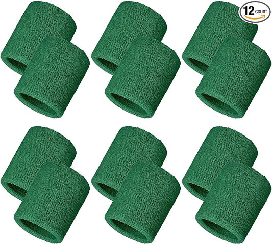 12 Pack Sweatbands Sports Wristband Cotton Sweat Band for Men and Women, Good for Tennis, Basketball, Running, Gym, Working Out