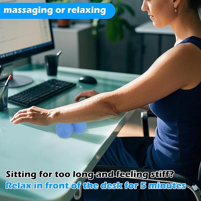 Massage Ball Set for Trigger Point Release - Peanut, Spiky & Lacrosse Balls - Deep Tissue Massage Therapy - Set of 4 (Blue)