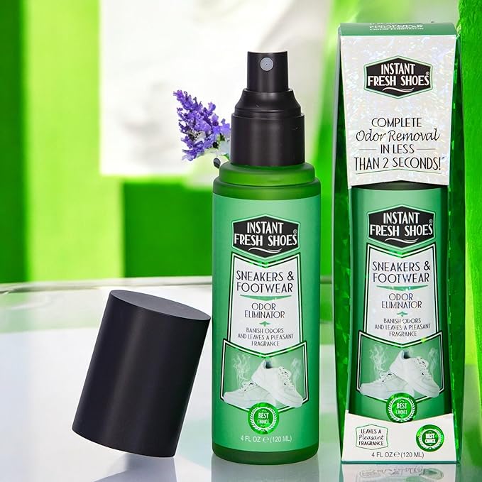 Advance Shoe Deodorizer Spray for Instant Shoe Odor Elimination in less than 2 seconds -For Sneakers, Boots, All Footwear -Also for Gym Bags and Sports Equipment, Lavender Scent – INSTANT FRESH SHOES