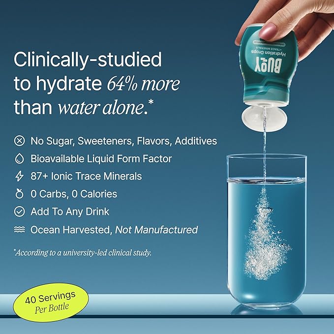 Buoy Electrolyte Drops | 120 Servings | No Sugar, No Sweeteners | Trace Minerals, Vitamins & Antioxidants | Unflavored, Subtle Mineral Taste | Daily Hydration Supplement (Unflavored - 3 Pack)
