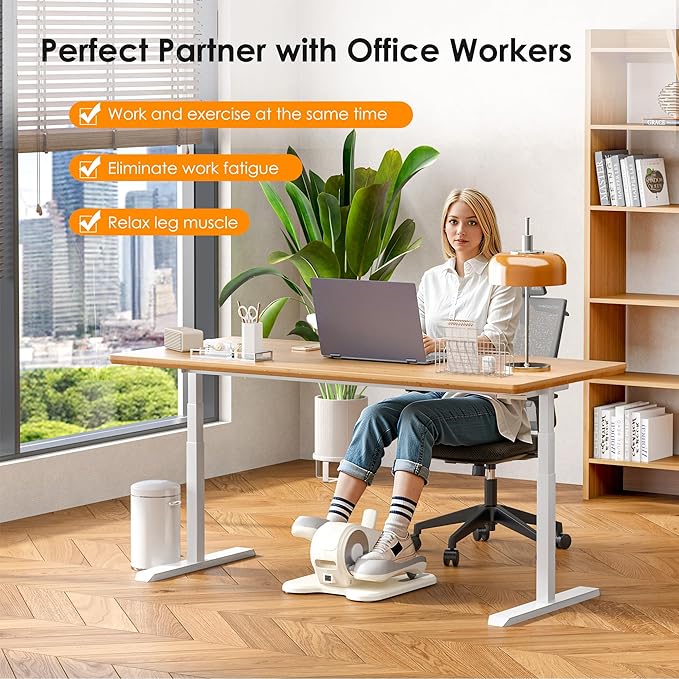 SogesPower Under Desk Elliptical Exercise Machine, Ellipse Leg Exerciser for Seniors with 12 Adjustable Speeds, Electric Seated Pedal Exerciser for Home with Remote Control