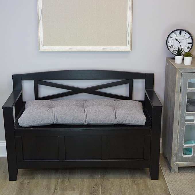 Klear Vu The Gripper Omega Non-Slip Tufted Bench Cushion for Indoor Furniture, Entryway Storage, Bay Window, Corner Nook or Piano Seat, 43 Inches, 18 Gray