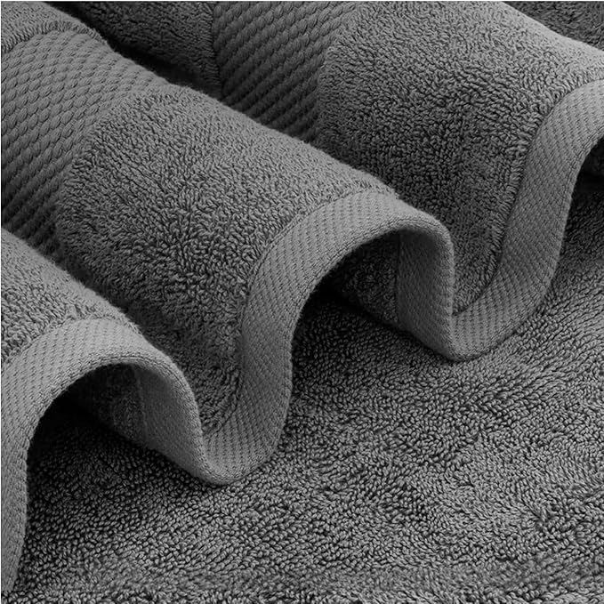 White Classic Luxury Soft Bath Sheet Towels - 650 GSM Cotton Luxury Bath Towels Extra Large 35x70 | Highly Absorbent and Quick Dry | Hotel Quality Extra Large Bath Towels Oversized, Dark Grey, 2 Pack