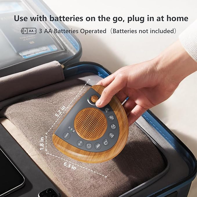 Sleep Sound Machine, Portable Battery Powered Noise Machine with 36 Soothing Sounds, USB Charger, Auto-Off Timer, Adjustable Volume, Headphone Jack for Baby, Kid, Adult