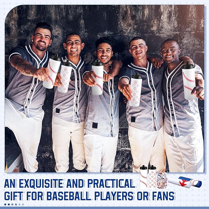 12 PCS 20 Oz Baseball Water Bottles & Cooling Towels Set with 50 Stickers for Sports Events & Gifts