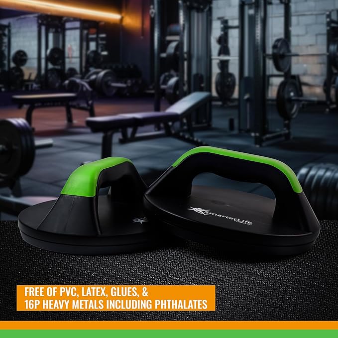 SmarterLife Push-Up Bar for Men & Women - Push-Up Handles for Floor to Prevent Elbow & Wrist Strain, Wide Grips with Non-Slip Rubber Pads for Comfort - Two Push-Up Bars & Workout Guide Included