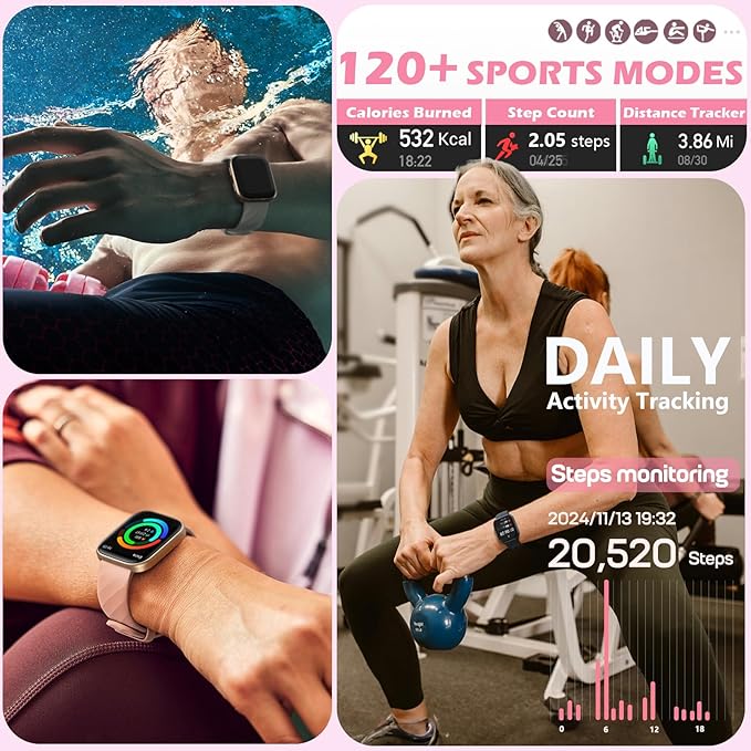 MorePro Health Fitness Tracker with 24/7 Heart Rate/Blood Pressure Monitor, Blood Oxy-gen/Sleep Tracking, 120+ Sports Activity Tracker, Smart Watch (Make/Answer Call) with Step Counter for Women Men