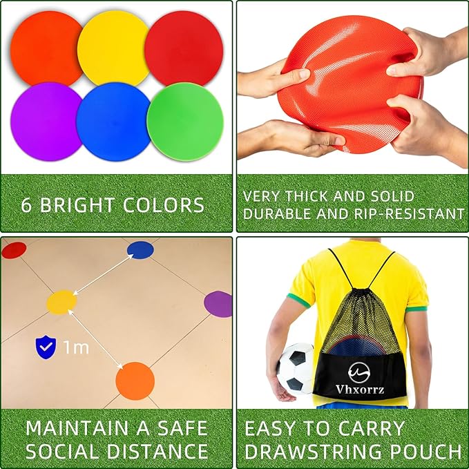 Spot Markers 18 Pcs 9 Inch 10 Inch Non Slip Rubber Agility Markers for Football, Basketball Training Markers,School Activities, Exercise Drills