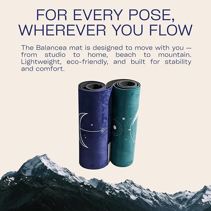 Yoga Mat 5mm Non Slip Suede & TPE - Eco-Friendly Fitness & Exercise Mat for Home Gym, Pilates, Gaiam, Hot Yoga, and Meditation - Lightweight Durable 72 x 24 inch Workout Mat for Women & Men