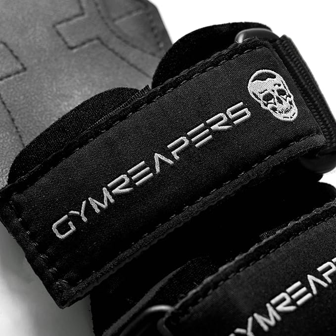 Gymreapers Weight Lifting Grips (Pair) for Heavy Powerlifting, Deadlifts, Rows, Pull Ups, with Neoprene Padded Wrist Wraps Support and Strong Rubber Gloves or Straps for Bodybuilding