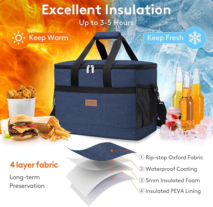 Lifewit Cooler Bag 30/50/60 Cans Collapsible and Insulated Large Lunch Bag Leakproof Soft Cooler Portable Tote for Camping/BBQ/Family Outdoor Activities