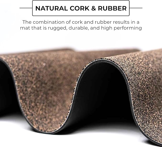 Mount Adams Granite XL Heavy Yoga Mat, 72” x 26” Cork and Natural Rubber Exercise Mat, 5mm Thick Workout Mat, Wet or Dry Non Slip Mat, Heavyweight Extra Large Gym Mat for Fitness or Pilates