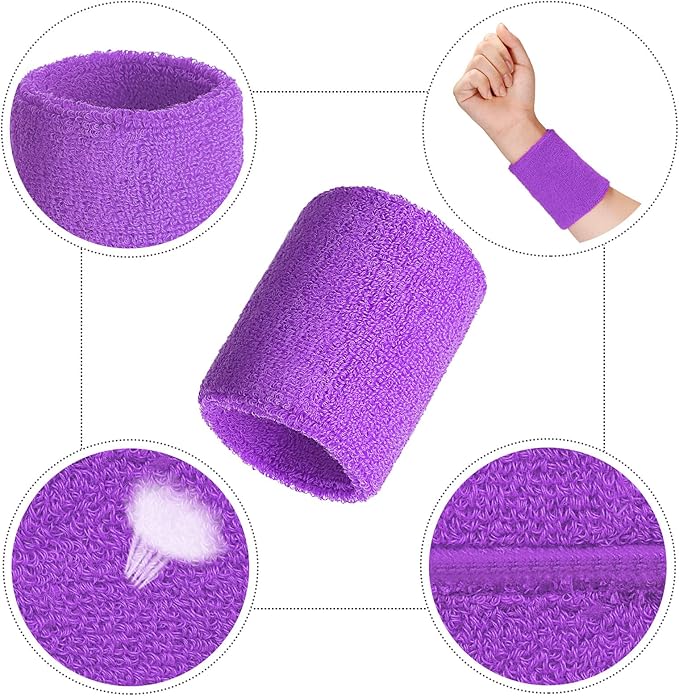 12 Pack Sweatbands Sports Wristband Cotton Sweat Band for Men and Women, Good for Tennis, Basketball, Running, Gym, Working Out