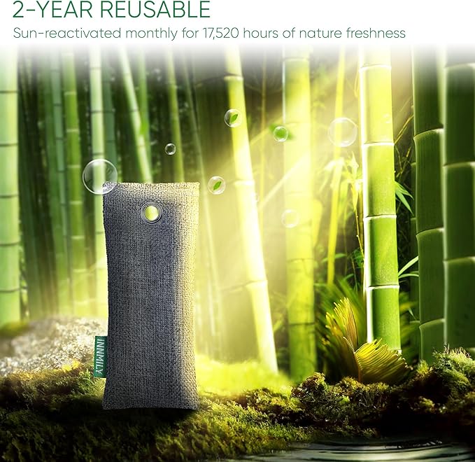 Activated Charcoal Odor Absorber,6 Pack Nature Odor Eliminator for Shoes, Bamboo Charcoal Air Purifying Bags,Shoe Deodorizer for Fresh Sneakers,Shoe Smell Remover