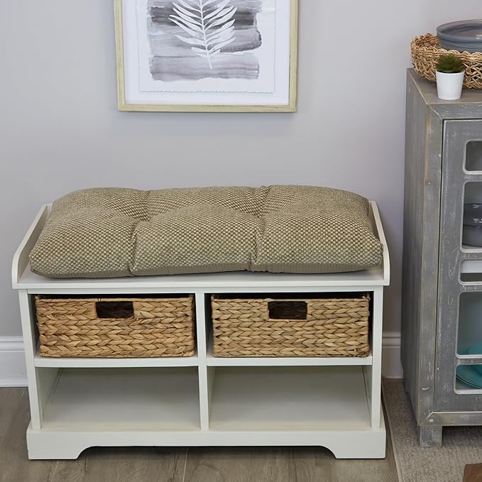 Klear Vu The Gripper Omega Non-Slip Tufted Bench Cushion for Indoor Furniture, Entryway Storage, Bay Window, Corner Nook or Piano Seat, 30 Inches, 19 Tan