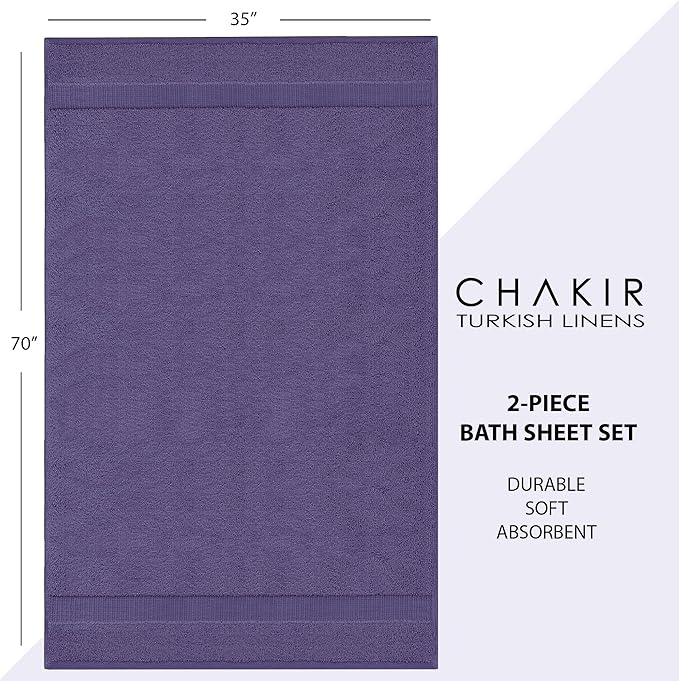 Chakir Turkish Linens, 100% Cotton Premium Quality Turkish Bath Sheets (35''x70'' Large Bath Sheet Towels - Plum)