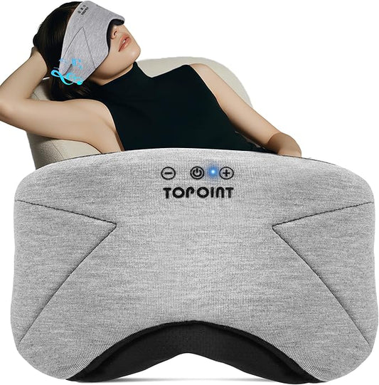 Sleep Mask with Headphones Bluetooth 5.4, TOPOINT Blackout Eye Mask for Sleeping Headphones Earphones with Soft Bamboo Cotton Cooling Breathable, HD Stereo Speaker for Side Sleepers Women Men Travel