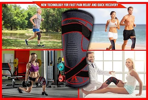 Knee Brace Compression Sleeve with Strap for Best Support & Pain Relief for Meniscus Tear, Arthritis, Running, Basketball, MCL, Jogging, Post Surgery Recovery for Men & Women, L