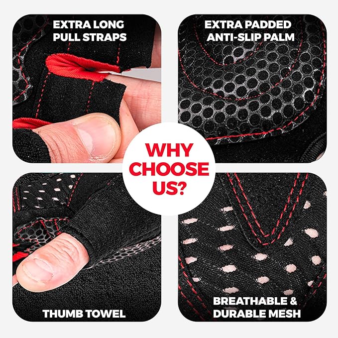 MhIL Workout Gloves for Men โ Comfortable Gym Gloves for Men with Enhanced Grip for Safety and Hand Protection โ Weight Lifting Protection with Wrist Wraps Support for Performance Boost and Style