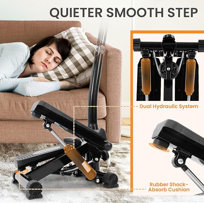 Fitvids Steppers for Exercise, Stair Steeper with Resistance Bands, Portable Stepper Capable of Full-Body Exercise, Low Noise and Smooth, Bear 300 lbs