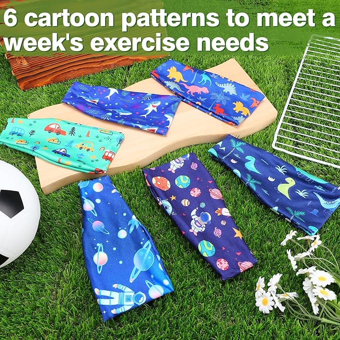 Sweatbands for Kids - Non Slip Breathable Kids Athletic Sweatband Football Headband for Boys Girls 4 5 6 7 8 9 10 Years Gifts, Milk Silk Elastic Sweat Absorbing Hairband for Basketball Soccer Baseball