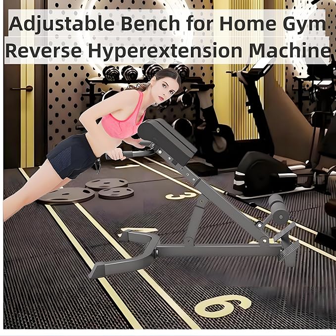 ComMax Roman Chair Back Extension Bench Foldable Workout Bench Machine for Home GYM Adjustable Glute Bench Back Trainer