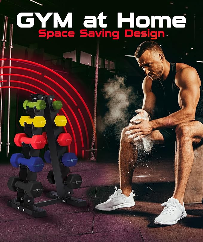 Neoprene Dumbbells Weight Storage Rack - 2.0 MM Thick Steel Weight Organizer - Ideal Choice for Home Gym - Easy to Assemble and Store