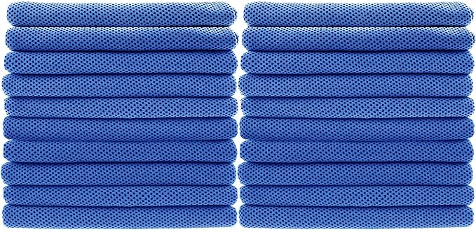 Peicees 20 Pack Microfiber Neck Cooling Towels Sports Sweat Towels Sweat Headband for Travel Beach Swimming Camping Climbing Gym Yoga Workout Backpacking, Dark Blue