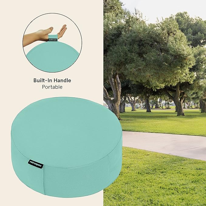 Retrospec Sedona Zafu Meditation Cushion Filled w/Buckwheat Hulls - Yoga Pillow for Meditation Practices - Machine Washable 100% Cotton Cover & Durable Carry Handle, Round