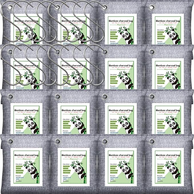 Activated Charcoal Odor Absorber for Strong Odor in Basement, Car, Closet, Shoe, 16 Pack Bamboo Charcoal Air Purifying Bags Deodorizer Odor Eliminator for Home