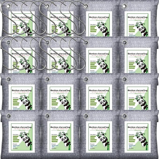 Activated Charcoal Odor Absorber for Strong Odor in Basement, Car, Closet, Shoe, 16 Pack Bamboo Charcoal Air Purifying Bags Deodorizer Odor Eliminator for Home