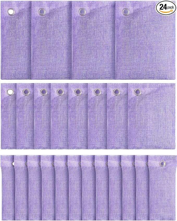 Nuanchu 24 Pcs Activated Charcoal Odor Absorber 50g/100g/200g, Air Purifying Bamboo Charcoal Bags, Natural Shoe Odor Absorber, Deodorizer Absorbers for Fresh Car Home Closet Pet Basement Smell(Purple)