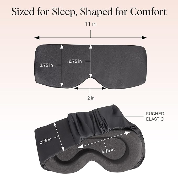 Kitsch Contour Pillow Eye Mask – Softer Than Silk Eye Mask for Sleeping, Blindfold Sleep Masks for Women & Men, No Eye Pressure, Lightweight, Eye Care, Travel Essentials - Charcoal