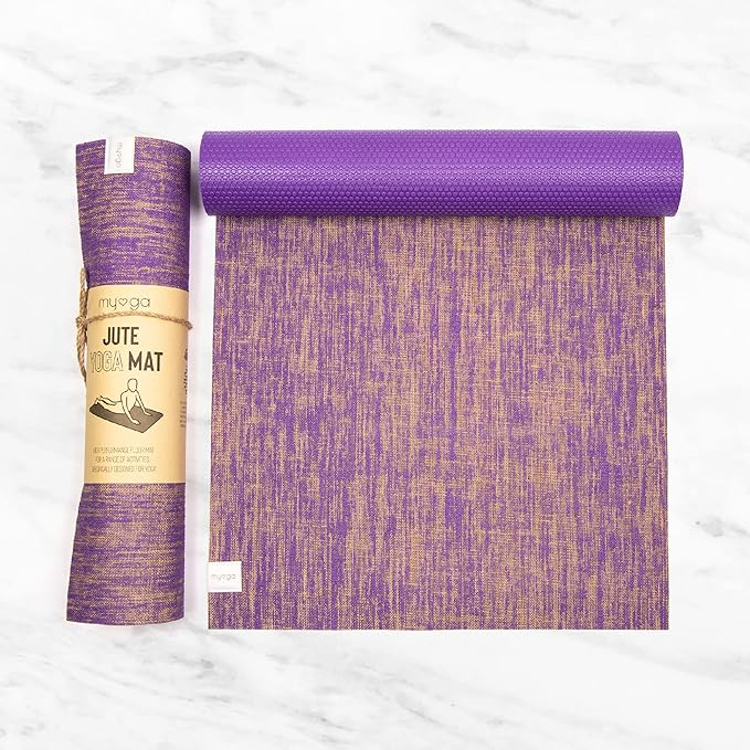 Myga Jute Yoga Mat, High Performance Vegan Floor Exercise Mat, Eco Friendly Biodegradable Yoga Mat with PVC Backing,72" x 24", 0.2" Thickness